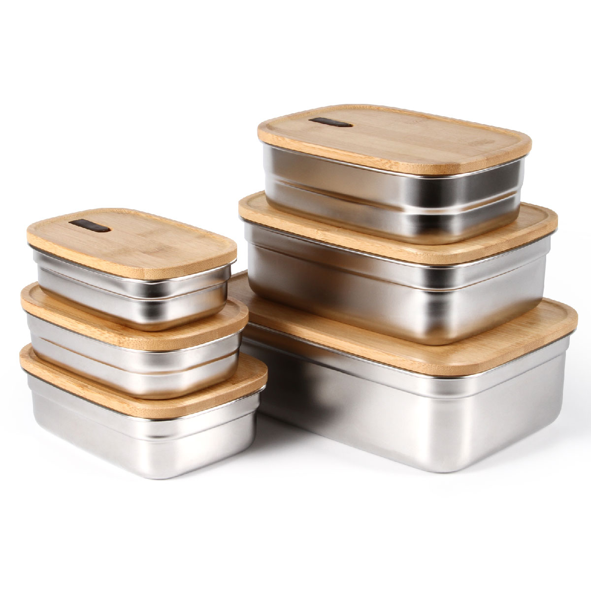 100% free plastic sustainable rectangular kitchenware set stackable 304 Stainless steel  food storage box